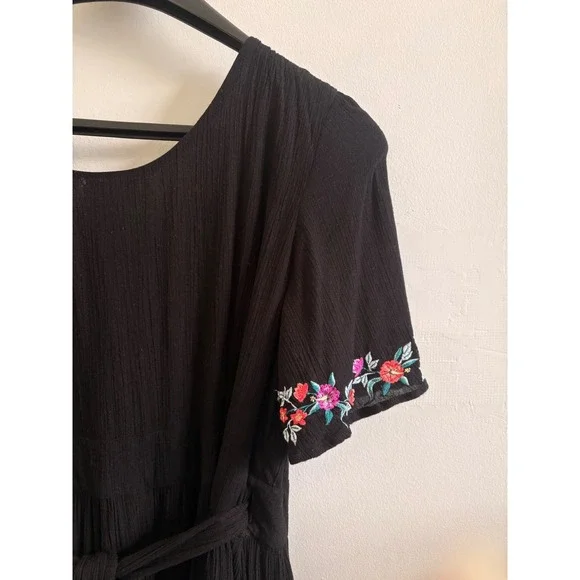 Tommy Bahama Black Floral Embroidered Wrap Midi Dress XL TSW15032C - Picture 7 of 7